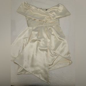 Lulus silk cream off the shoulder mini dress